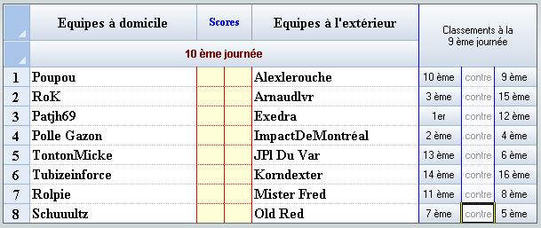 Mania League D1 - Journée 10 J1011