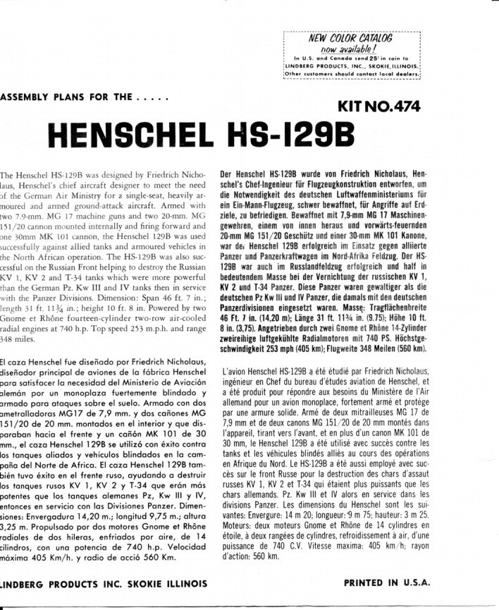 [LINDBERG] HENSCHEL Hs 129 B-1 1/72ème Réf 474 Img_0131