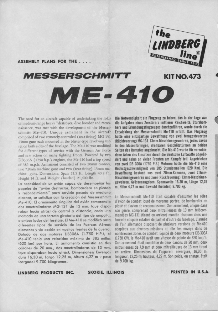 [Lindberg] Messerschmitt Me 410 A "Hornisse" (1967) Img_0137