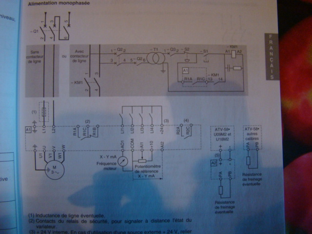 BRANCHEMENT D UNE MACHINE TRIPHASEE SUR RESEAU 220V MONO Dsc03911