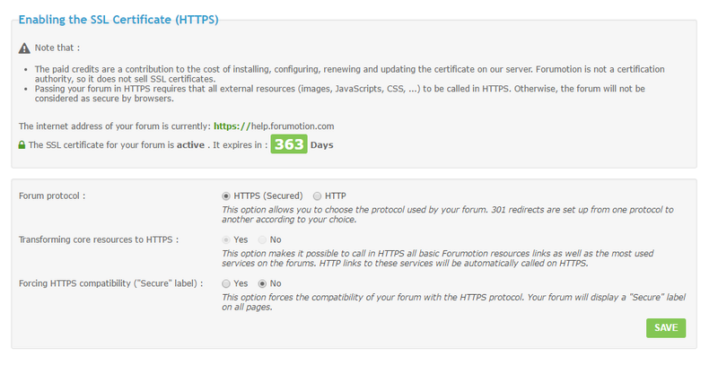 New : SSL certificates are now available for Forumotion forums + Possibility to run forums in HTTPS 25-01-11
