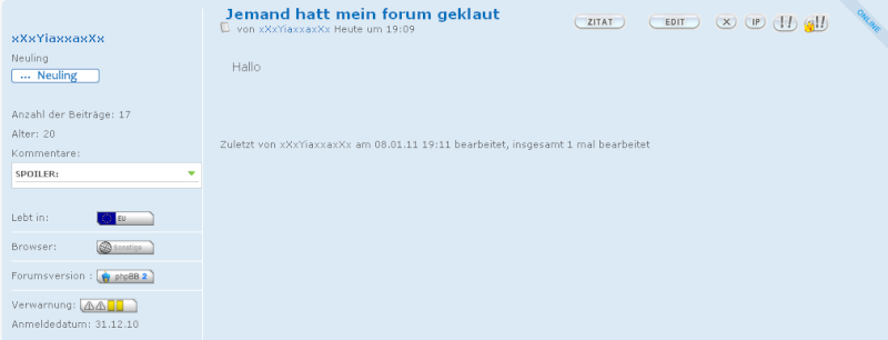 Jemand hatt mein forum geklaut  Jemand10