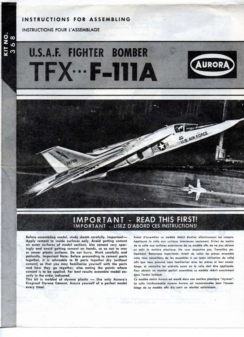 [AURORA] GENERAL DYNAMICS TFX F-111A 1/48ème Réf 368 Doc12210