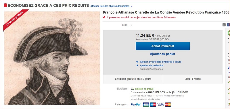 Un portrait ancien (pierre noire ?) de F. de Charette - Guerres de Vendée French10