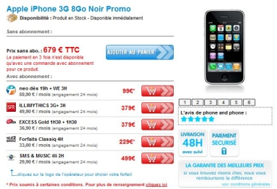 L'iPhone 3G en vente à 99 euros chez Phone and Phone Phonea10