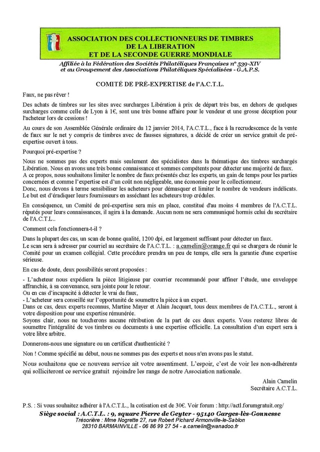 COMMUNIQUE CREATION D'UN COMITE PERMETTANT DE FAIRE UN PRE-TRI FAUX - AUTHENTIQUES Commun14