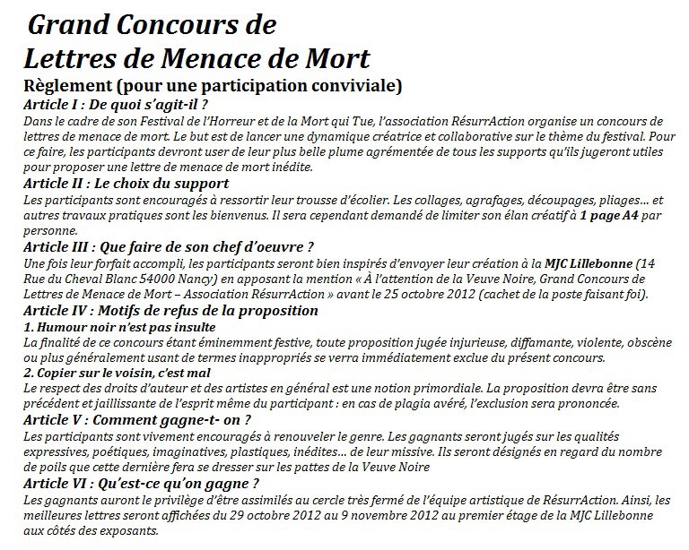 Concours de Lettres de Menaces de mort Concou11