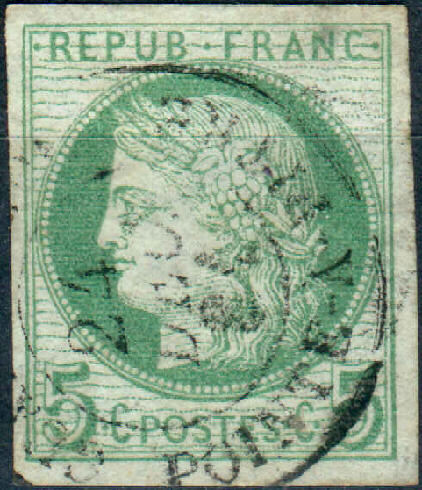 Cérès 5c filigranée de 1876 Lacroi10
