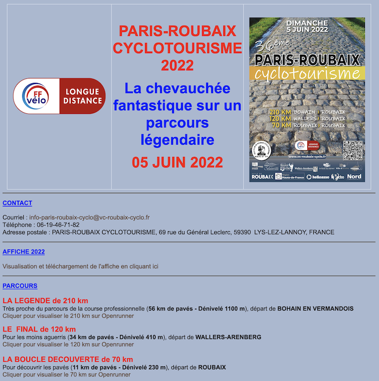 Paris Roubaix "pour les cyclotouristes" Captu307