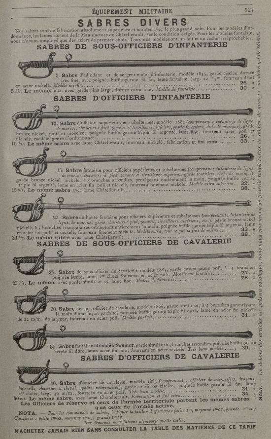 Sabres et épées proposés par la Manufacture d'Armes de Saint Etienne Sans_t20