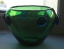 green glass vase, blue prunts Green_12