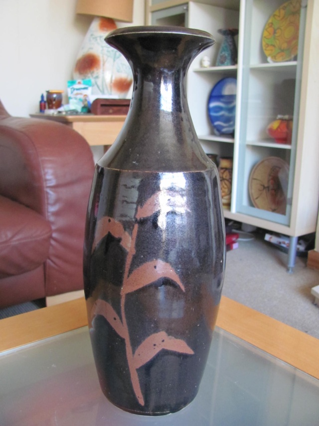 Large Tenmoku glaze studio vase 00812