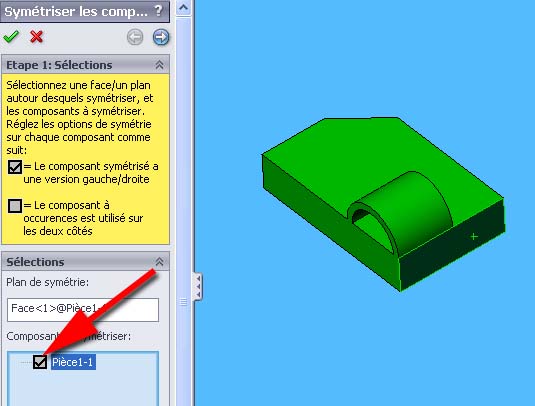 Faire un miroir d'une pièce avec Solidworks ? Sym410