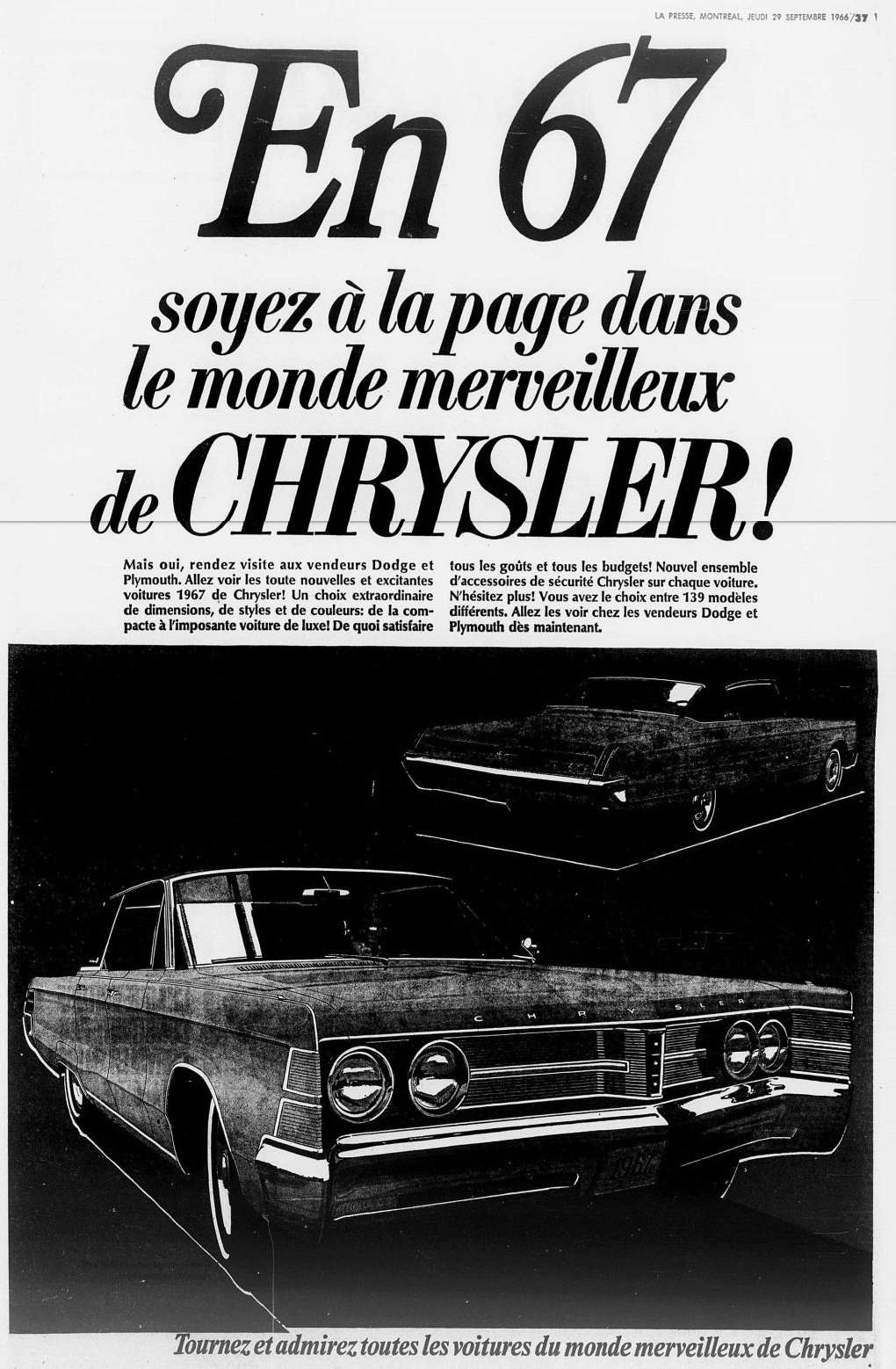 charger - Vieilles Publicitée Dodge/Plymouth/Chrysler au Québec - Page 3 1966_068