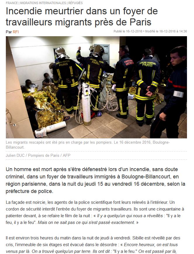Incendie foyer des jeunes travailleurs rue Nationale Clipb221