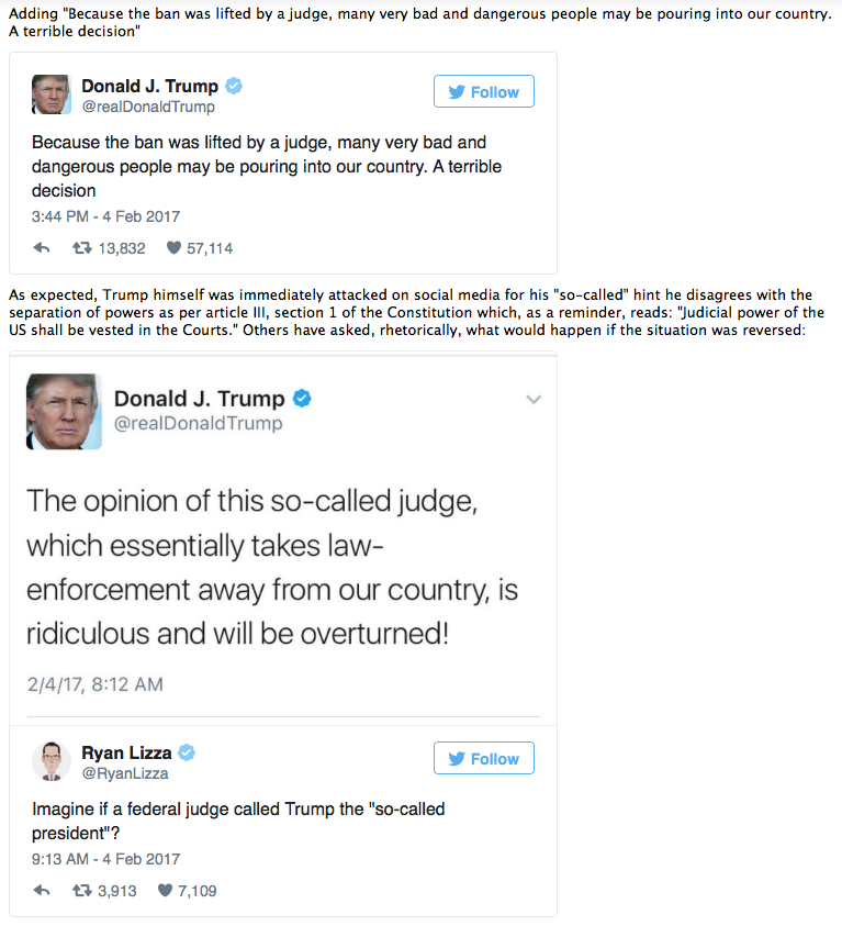 ZERO HEDGE - TRUMP FUMES AT "SO-CALLED JUDGE" AFTER DHS SUSPENDS "ALL ACTIONS" ON TRAVEL BAN Screen48