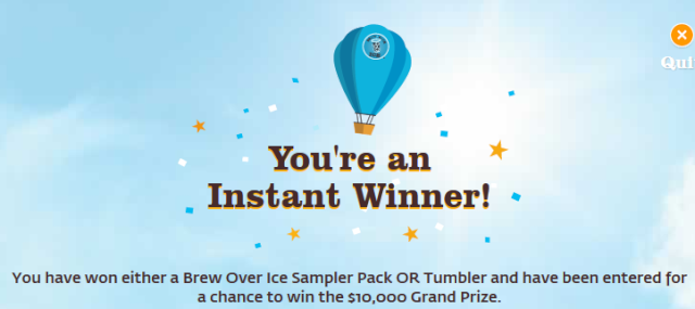 Brew Over Ice Instant Win Game and Sweepstakes ends 9/3 Bre10