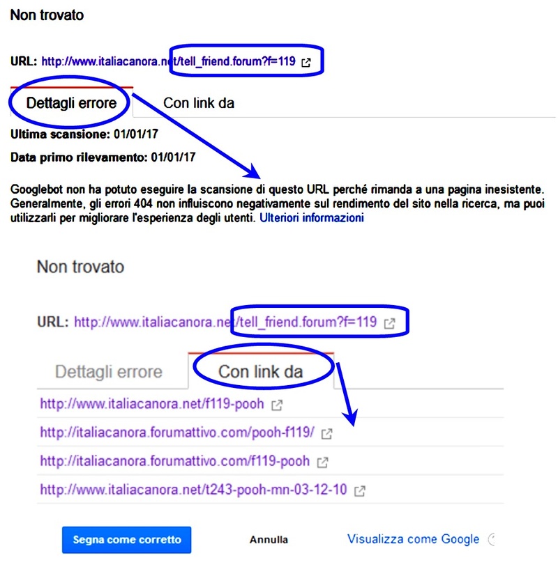 google - Errori causati da url in "Google Search Console" Errore11