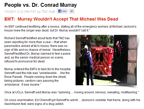 Murray wouldn't accept Michael was already "dead" 10
