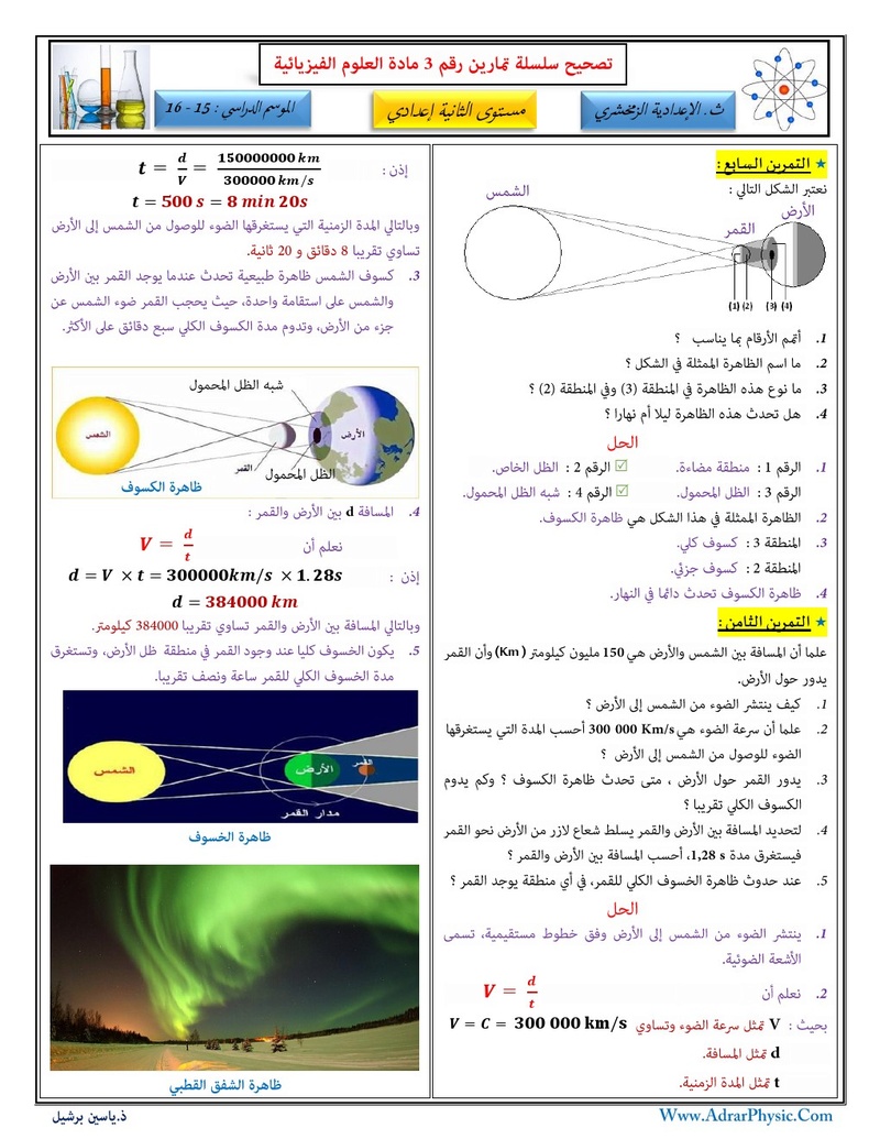 تمارين في جميع الدروس مع التصحيح 000213