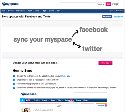 MySpace - Sync updates with Facebook and Twitter Myspac10