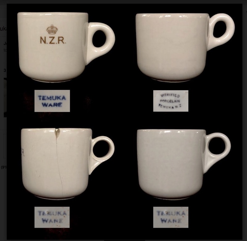 Railway - Old Temuka vitrified cups, including NZR railway cups: new shape(s) and backstamp(s) for the GALLERY Temuka11