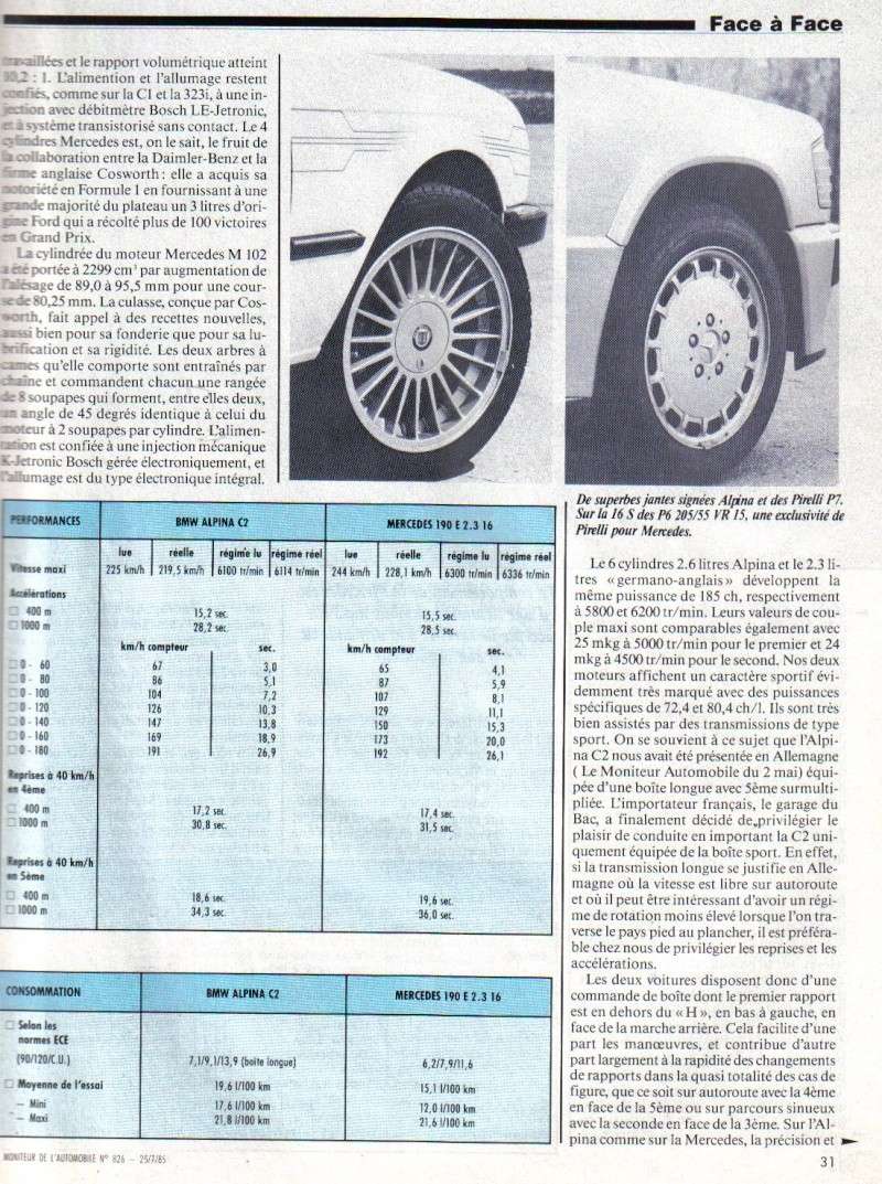 [Comparatif] Mercedes 190E 2.3 16S VS BMW ALPINA C2  411