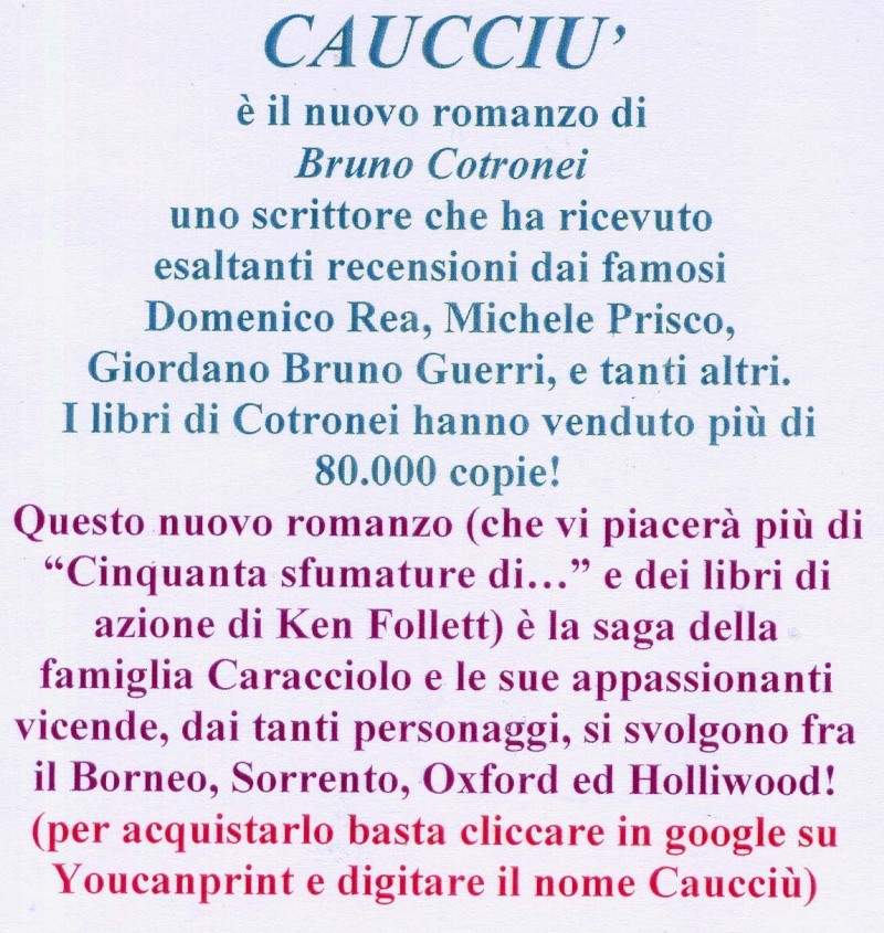 "CAUCCIU'" , IL NUOVO ROMANZO di Bruno Cotronei !! Af110010