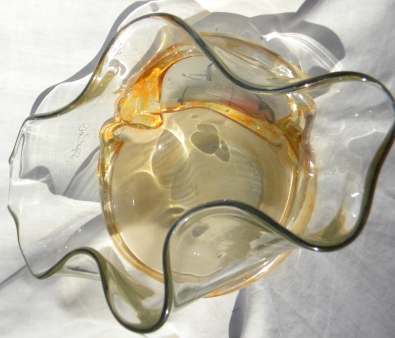 SIGNATURE HELP? Abstract Modernist Art Glass Bowl - JonArt Modart14