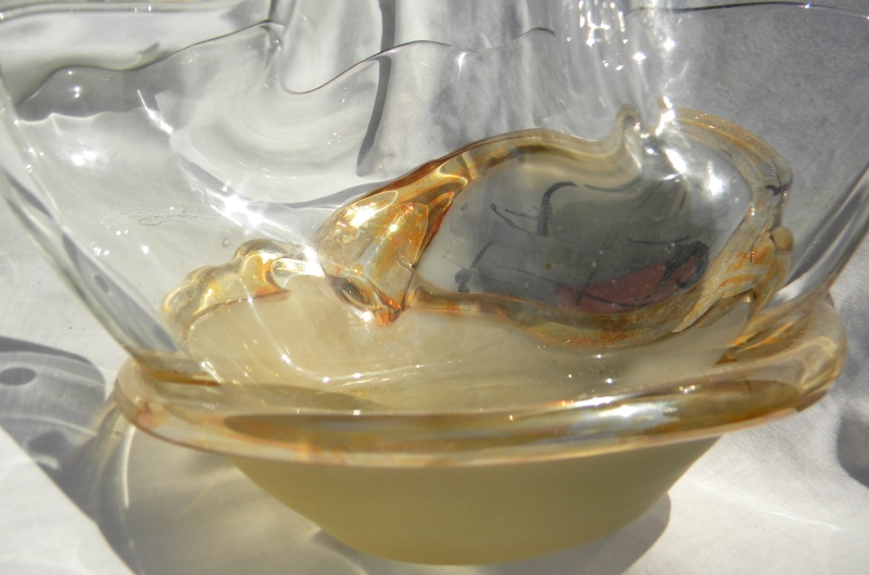 SIGNATURE HELP? Abstract Modernist Art Glass Bowl - JonArt Modart17