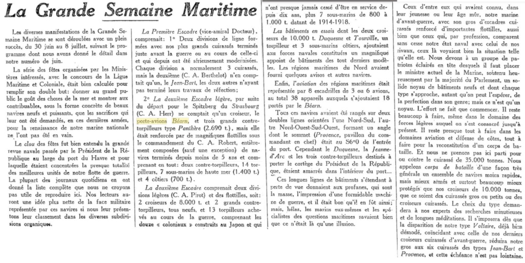 L'actualité du navire Béarn au travers de la presse 19280112