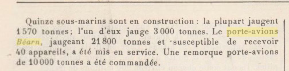 L'actualité du navire Béarn au travers de la presse 19280910