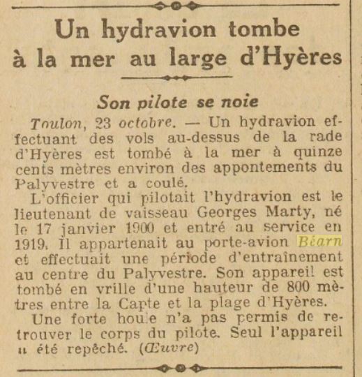 L'actualité du navire Béarn au travers de la presse 19281016