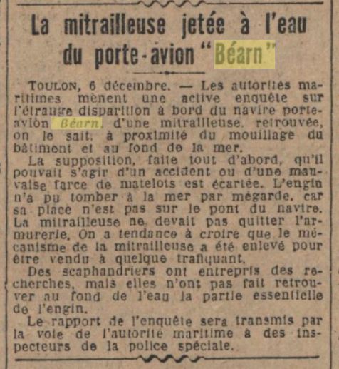 L'actualité du navire Béarn au travers de la presse 19281222