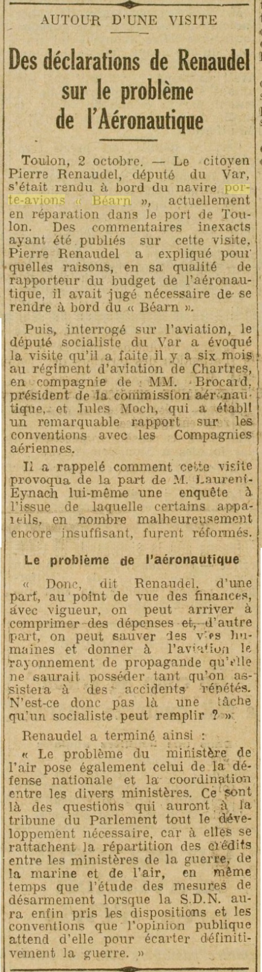  L'actualité du navire Béarn au travers de la presse (années 30 à 35) - Page 2 19301019