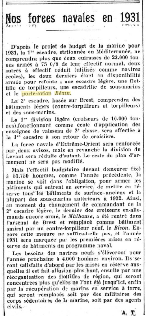  L'actualité du navire Béarn au travers de la presse (années 30 à 35) - Page 2 19301213