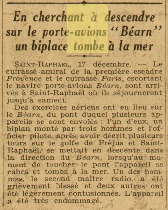  L'actualité du navire Béarn au travers de la presse (années 30 à 35) - Page 2 19301216