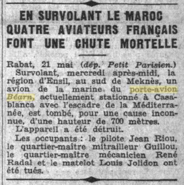  L'actualité du navire Béarn au travers de la presse (années 30 à 35) 19310520