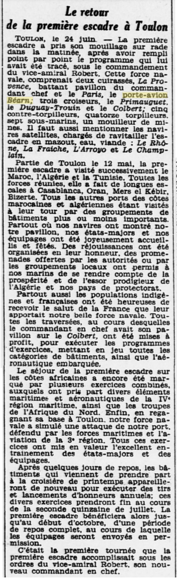  L'actualité du navire Béarn au travers de la presse (années 30 à 35) 19310612