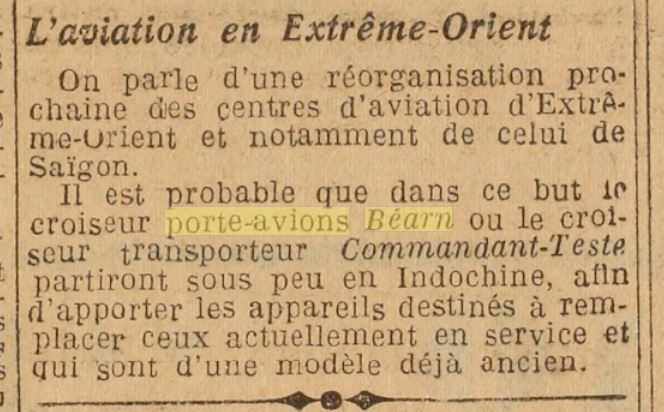  L'actualité du navire Béarn au travers de la presse (années 30 à 35) 19311113