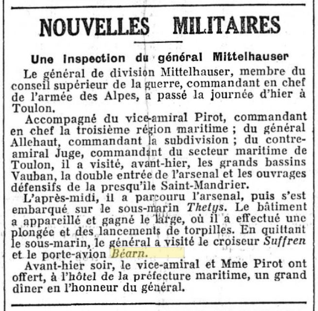  L'actualité du navire Béarn au travers de la presse (années 30 à 35) 19311210