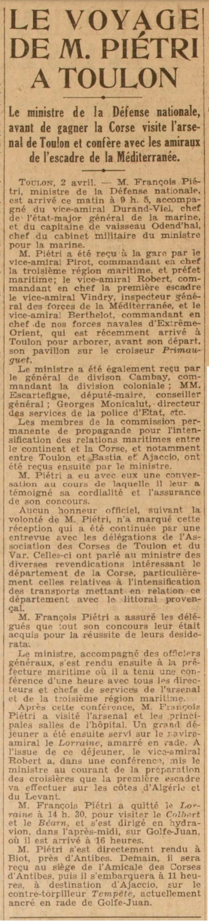 L'actualité du navire Béarn au travers de la presse (années 30 à 35) 19320412
