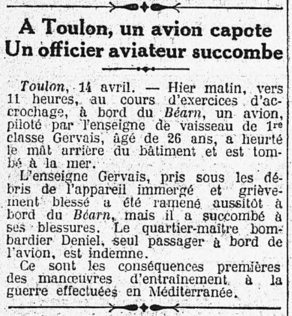  L'actualité du navire Béarn au travers de la presse (années 30 à 35) 19320419