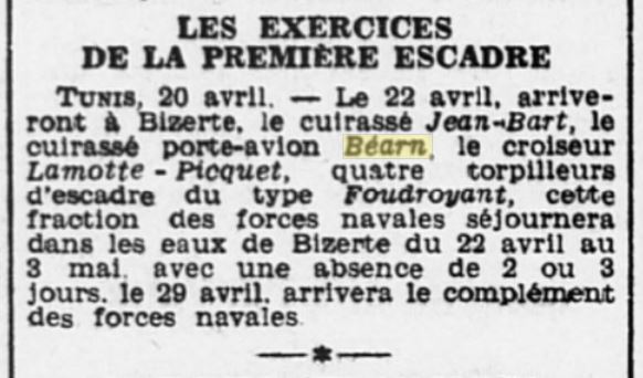  L'actualité du navire Béarn au travers de la presse (années 30 à 35) 19320425