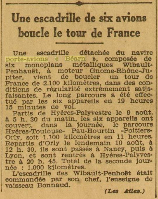  L'actualité du navire Béarn au travers de la presse (années 30 à 35) 19320824