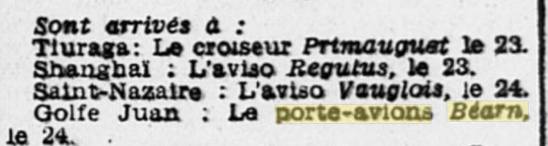  L'actualité du navire Béarn au travers de la presse (années 30 à 35) 19330710