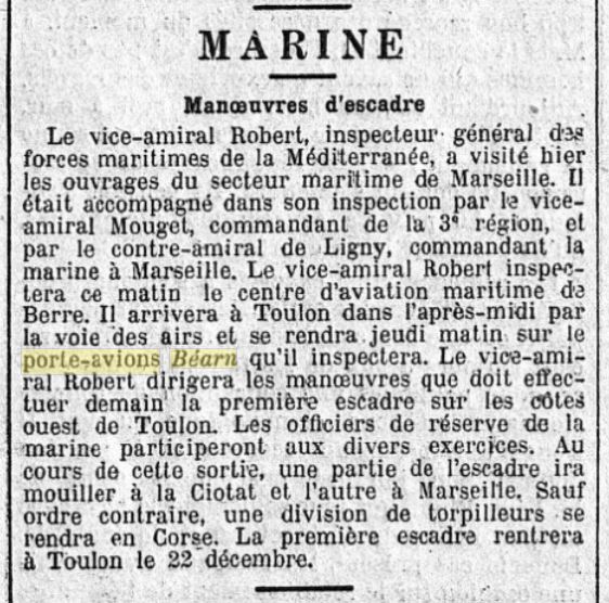  L'actualité du navire Béarn au travers de la presse (années 30 à 35) 19331222