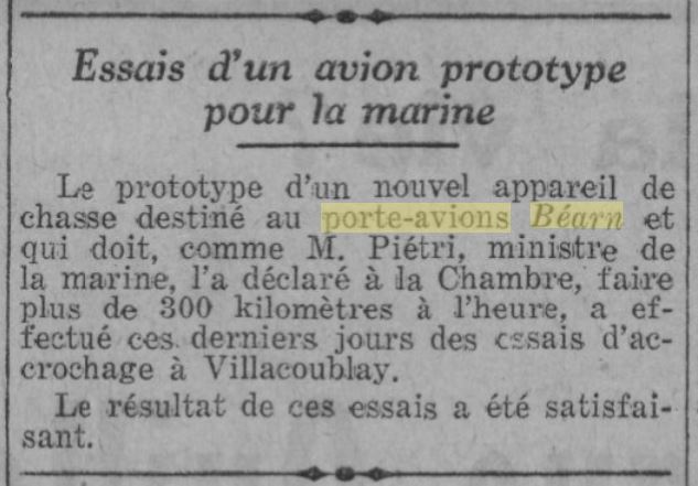  L'actualité du navire Béarn au travers de la presse (années 30 à 35) 19350110