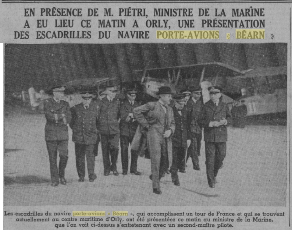  L'actualité du navire Béarn au travers de la presse (années 30 à 35) 19350524