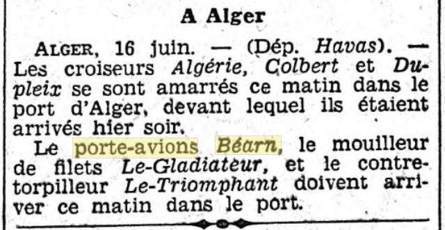  L'actualité du navire Béarn au travers de la presse (années 36 à 39)   19360613